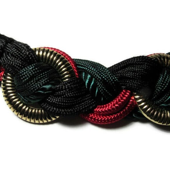 Colorful Rope Belt Metal Rings Hook Latch